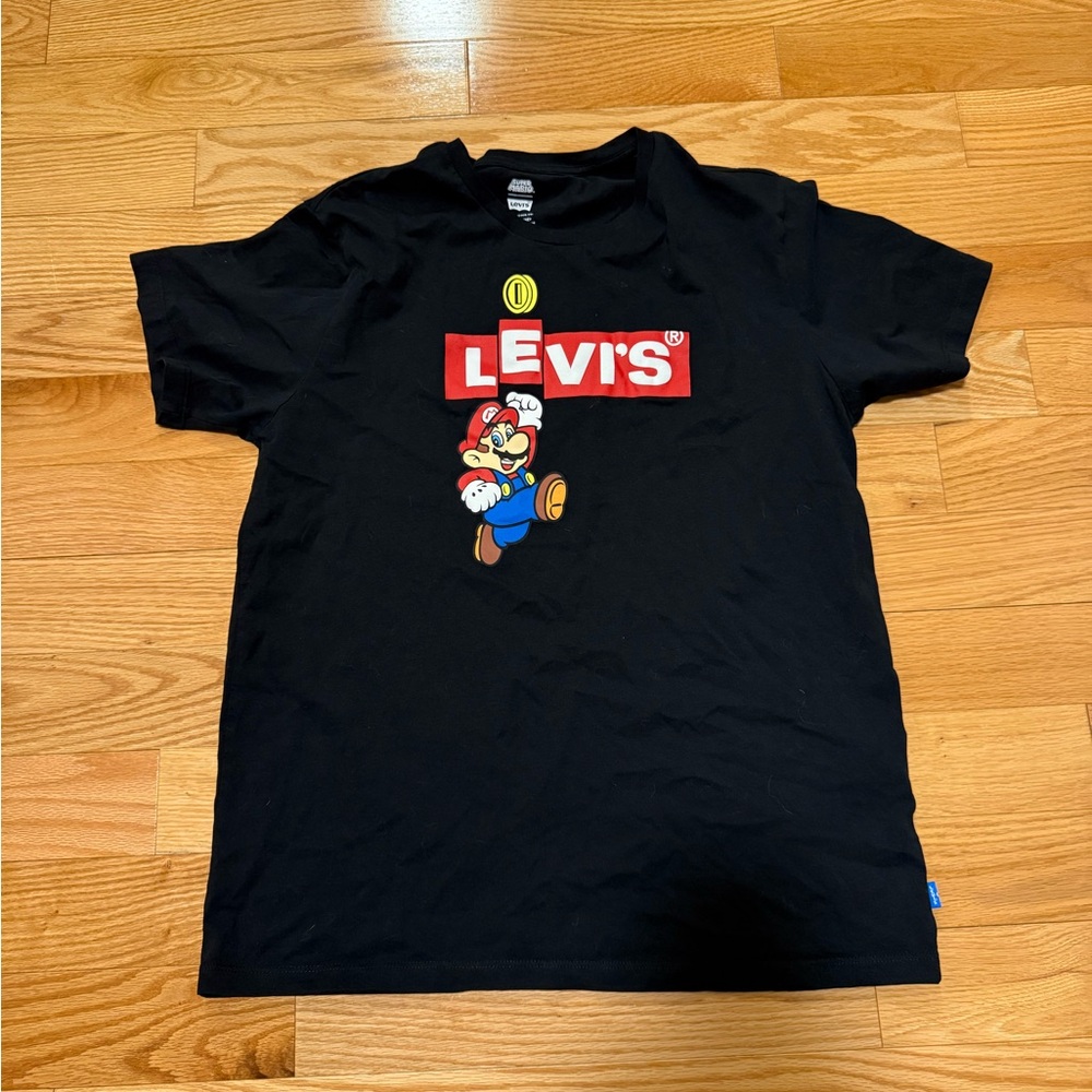 Levi's Black Tee with Mario Design